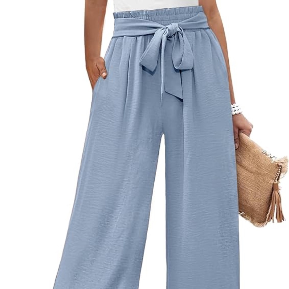 NWOT Dusty Blue Tie Front Pants